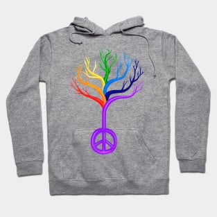 Rainbow Peace sign Tree Hoodie